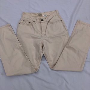 LL Bean creme colored high waisted mom jeans